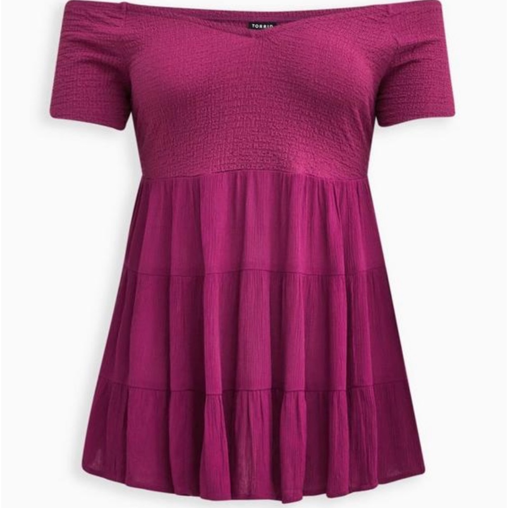 Off shoulder babydoll top - mulberry